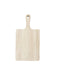 Wooden cutting board with handle on a white background