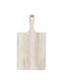 Wooden cutting board with a handle on a white background