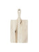 Wooden cutting board with a handle on a white background