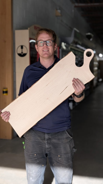 Live Edge Charcuterie Board with Small Round Handle - Maple