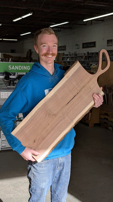 Live Edge Charcuterie Board with Oblong Handle - Walnut