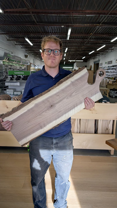 Live Edge Charcuterie Board with Small Round Handle - Walnut