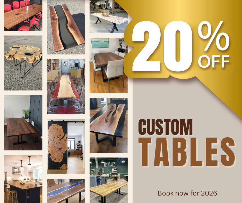 Custom tables are 20% off