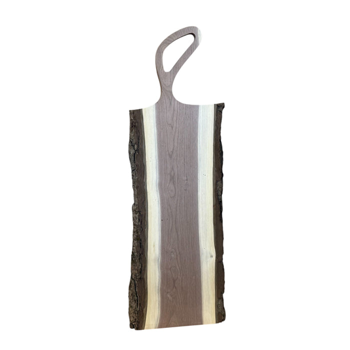 Walnut Live Edge Charcuterie Board with Oblong Handle