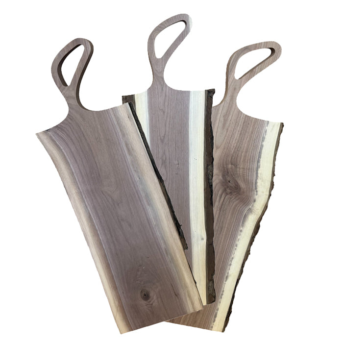 Live Edge Charcuterie Board with Oblong Handle - Walnut