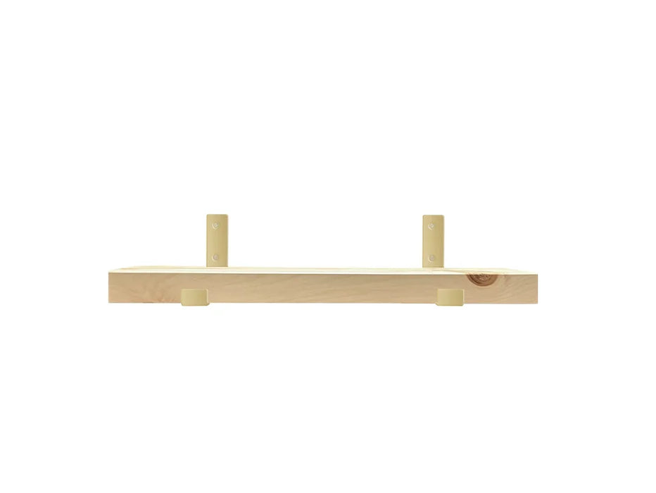 Knotty Pine Shelf with gold brackets