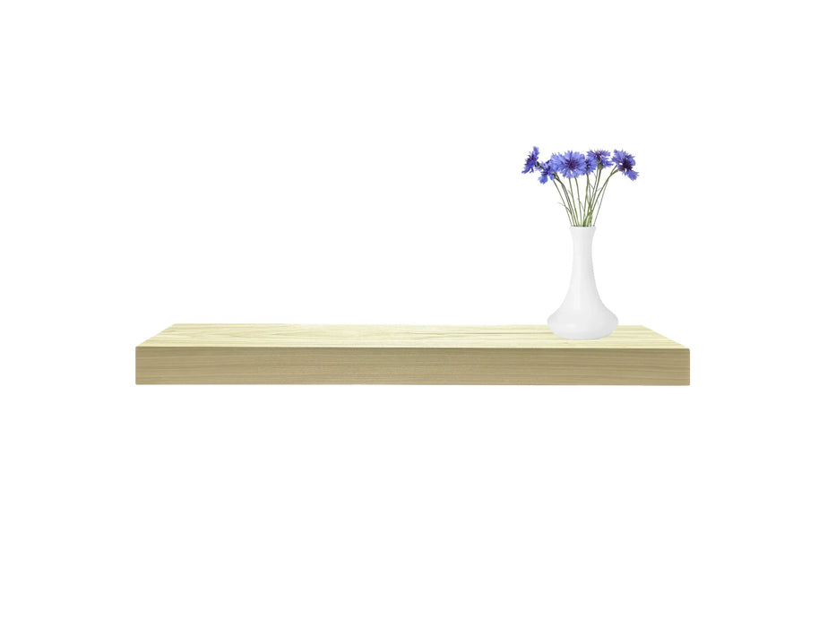 Poplar floating shelf with a plant