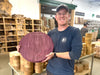 Jeffrey showing a purpleheart bowl blank