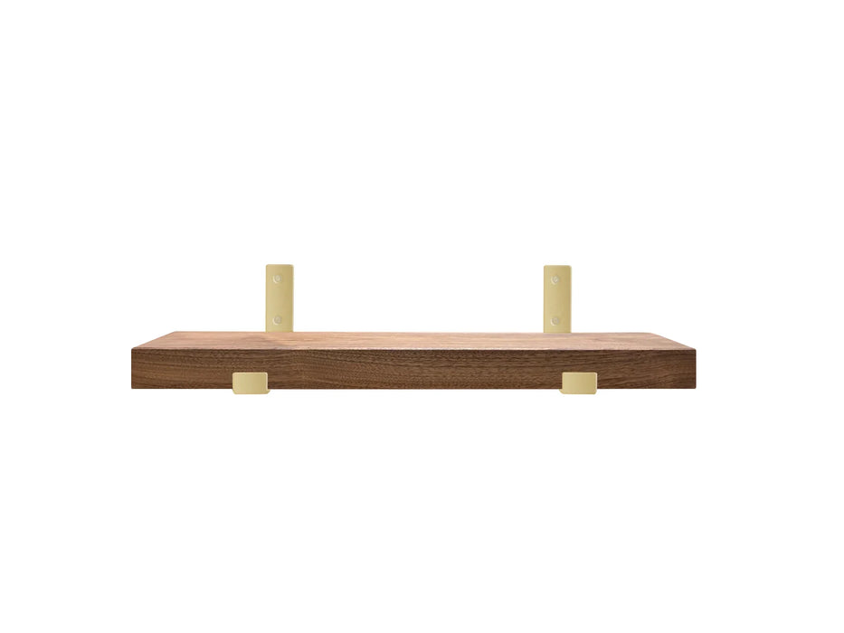 Sapele Floating Shelf with gold bracket