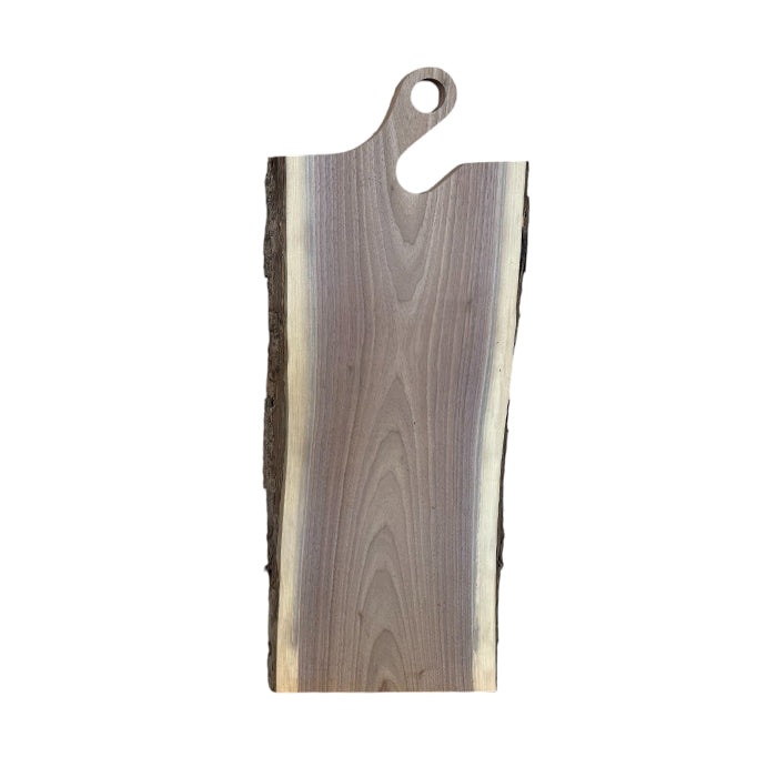 Live Edge Charcuterie Board with Small Round Handle - Walnut