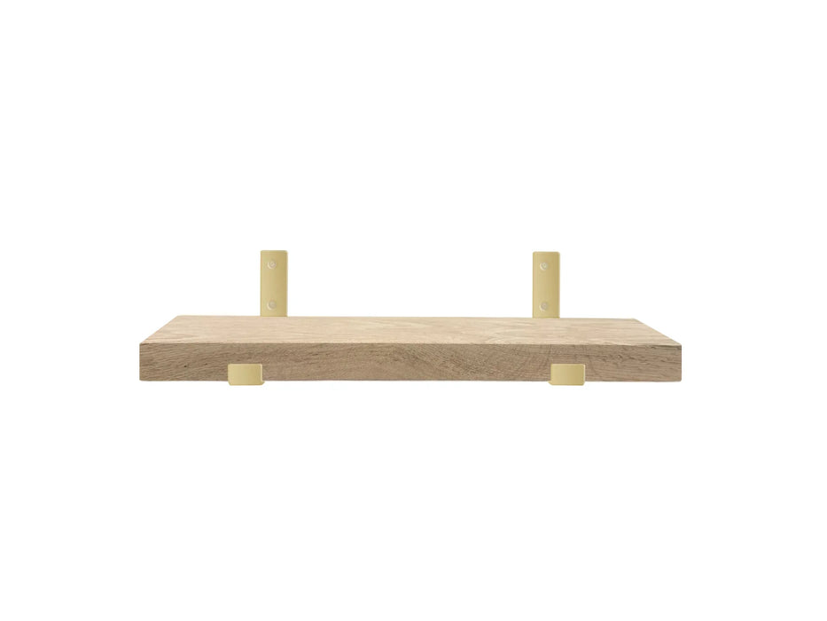White Oak Shelf with gold brackets