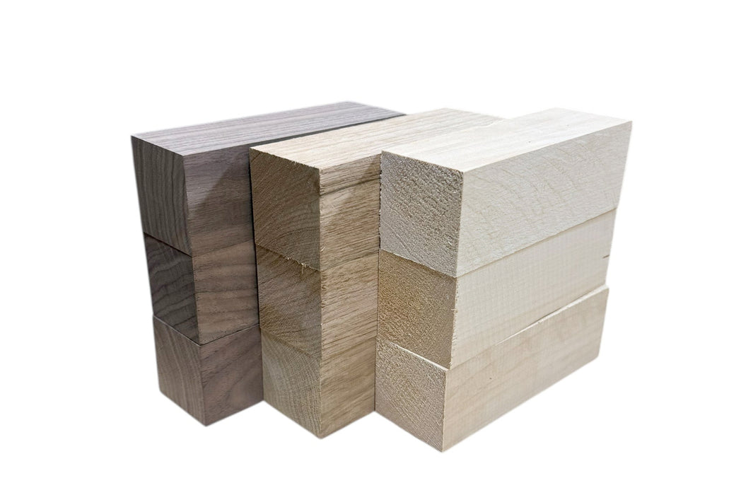 Walnut, Butternut, and Basswood carving blocks set