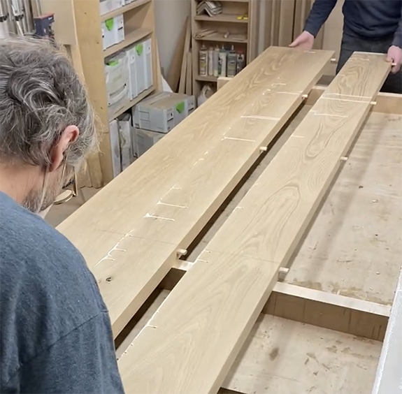 Laminating a wood table