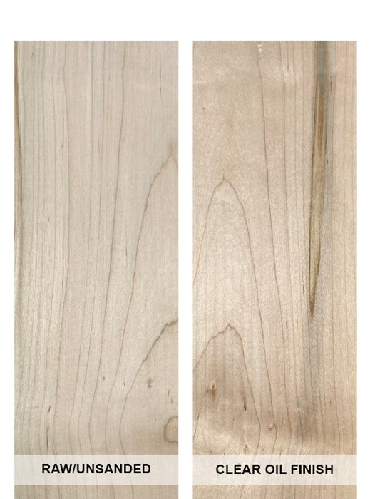 Ambrosia Maple Shelf before and after a clear oil finish