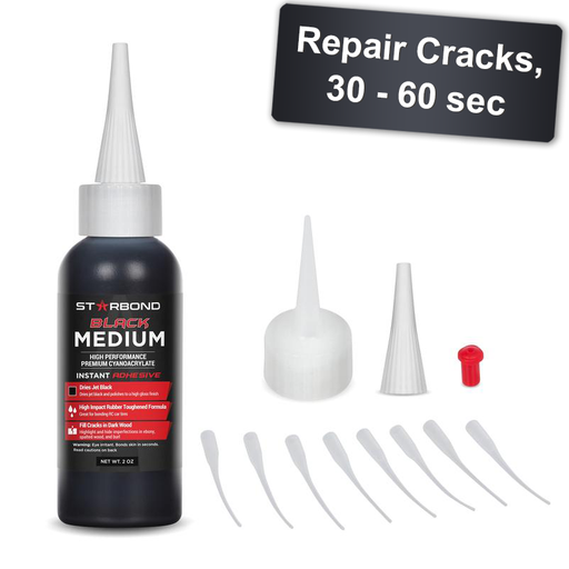 repair cracks quickly with black medium ca glue by Starbond